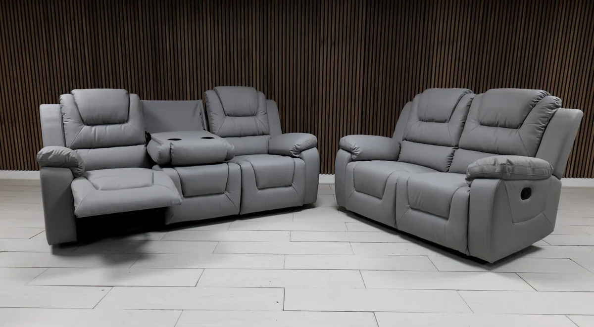 Axel 3+2 Seater Leather Recliner Sofa Set - Image 4