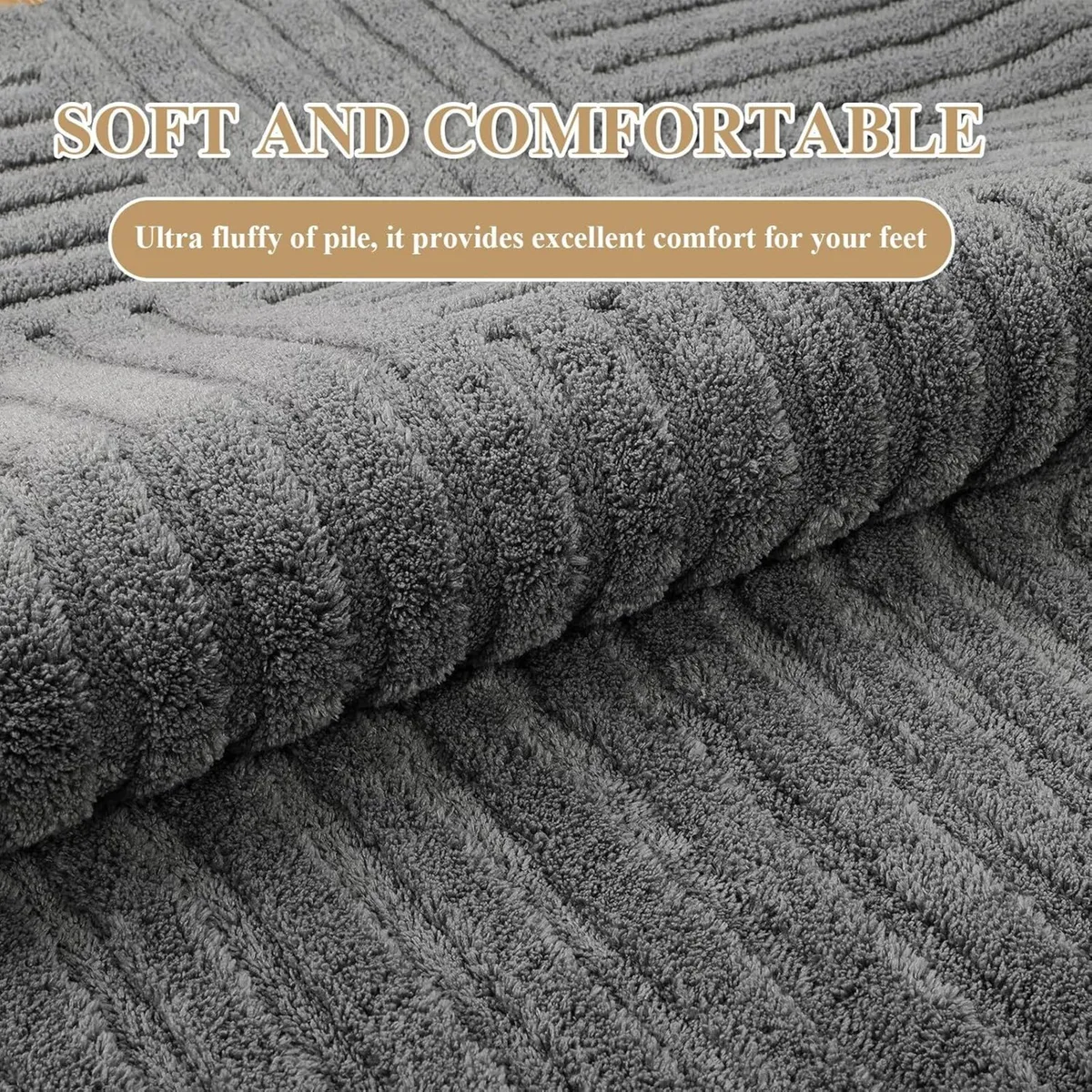 Large Rug Living Room 200 x 290 cm Grey Fluffy 3D - Image 3