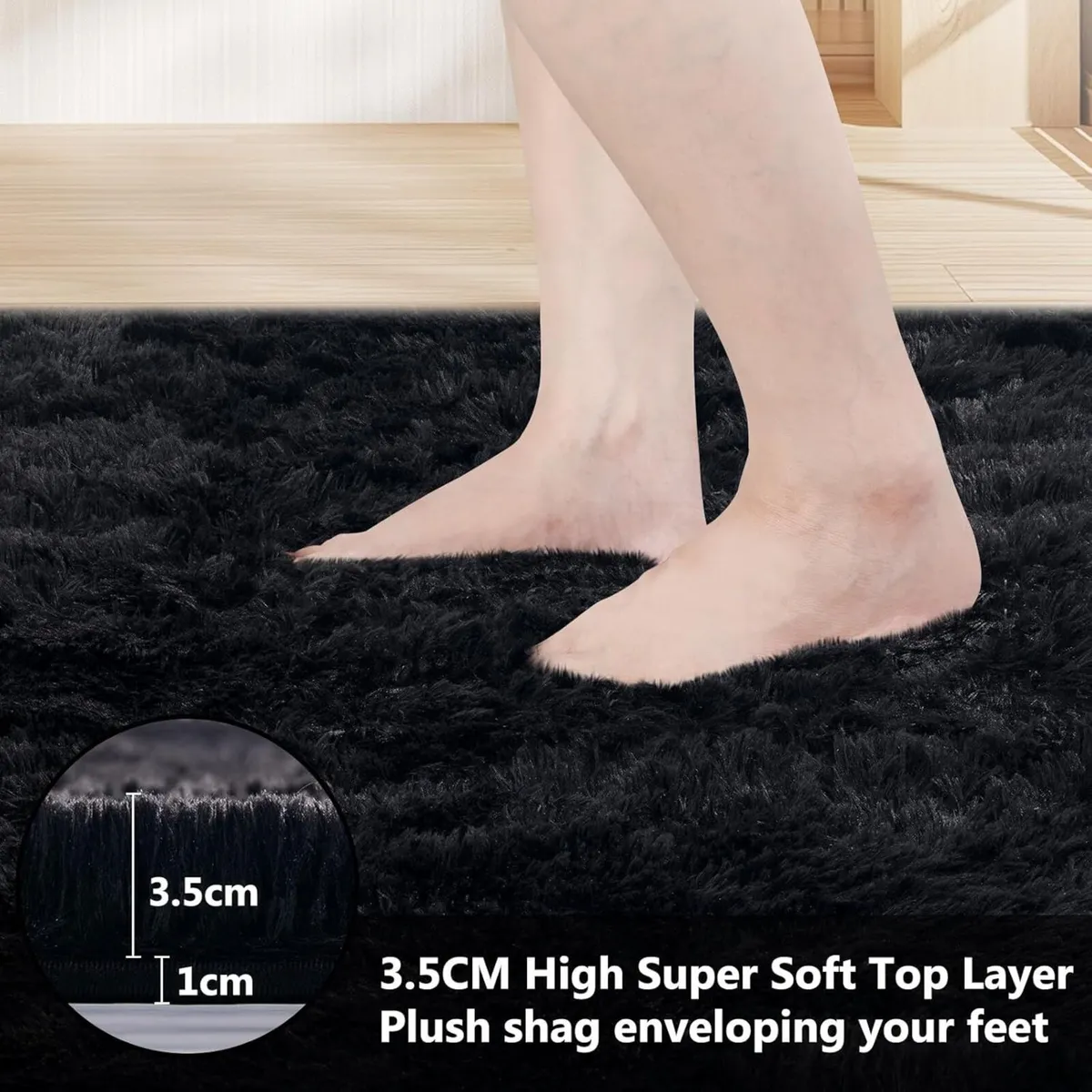 Rugs Living Room 240 x 340 cm Black Area Rug Anti - Image 3