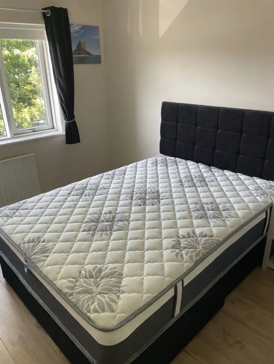 Double Divan Bed With Mattress and headboard (4ft6) - Image 1