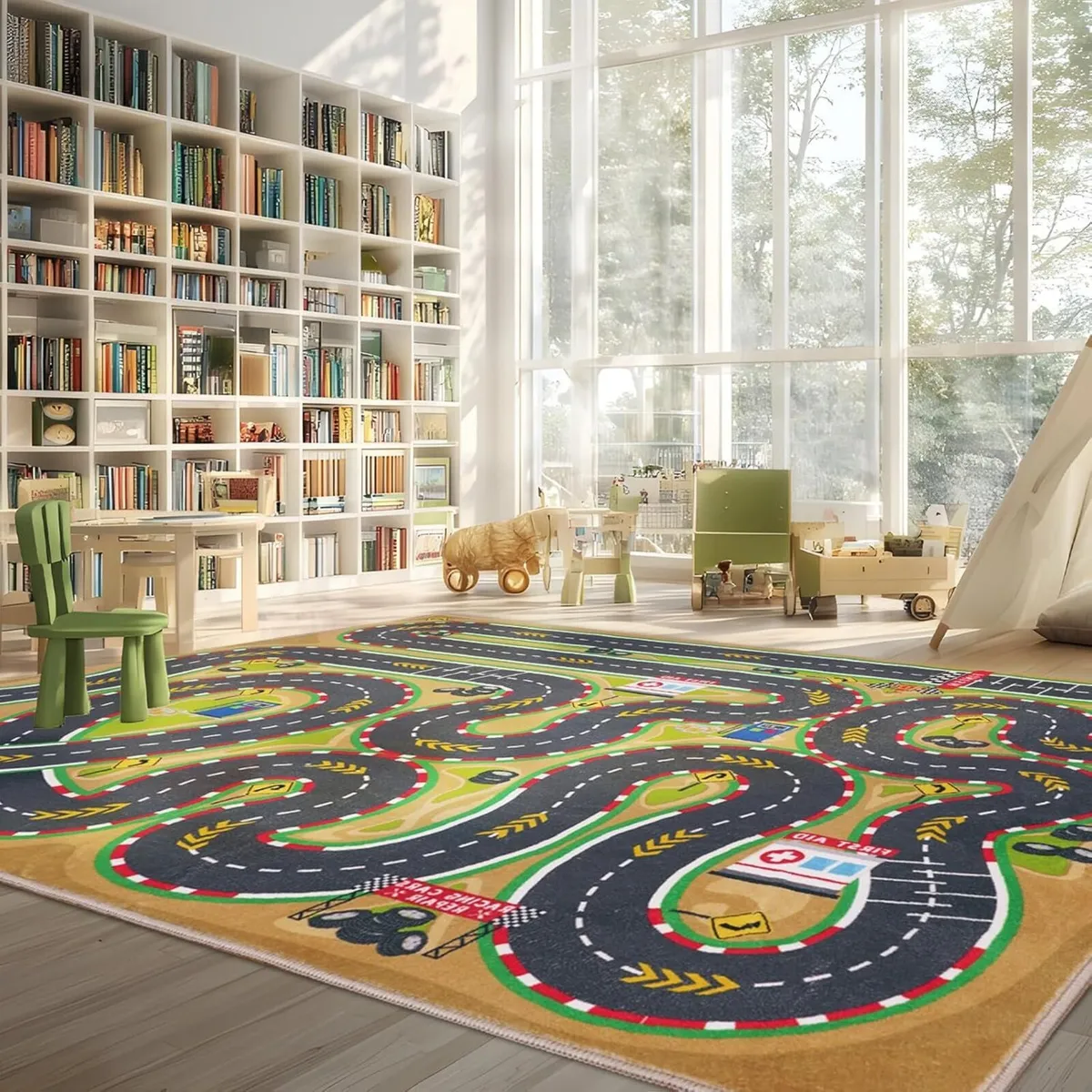 Car Racing Track Rug large Soft Non-Slip Machine - Image 2
