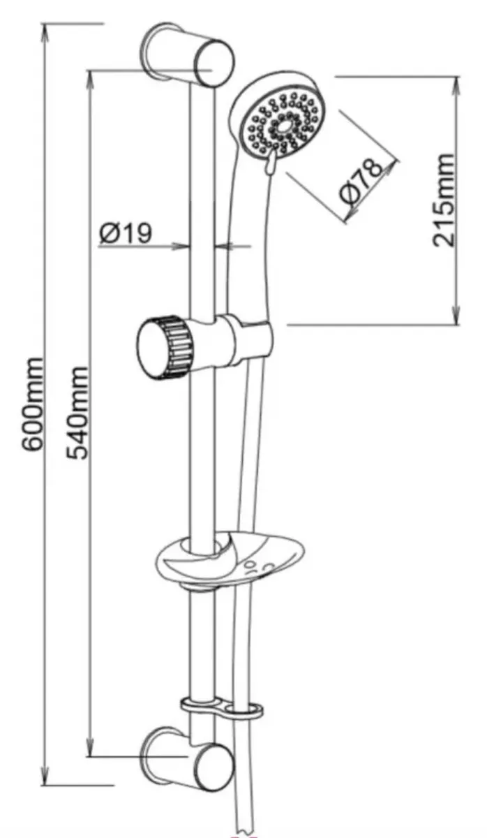 Slide Rail Shower Kit - Chrome - Image 2