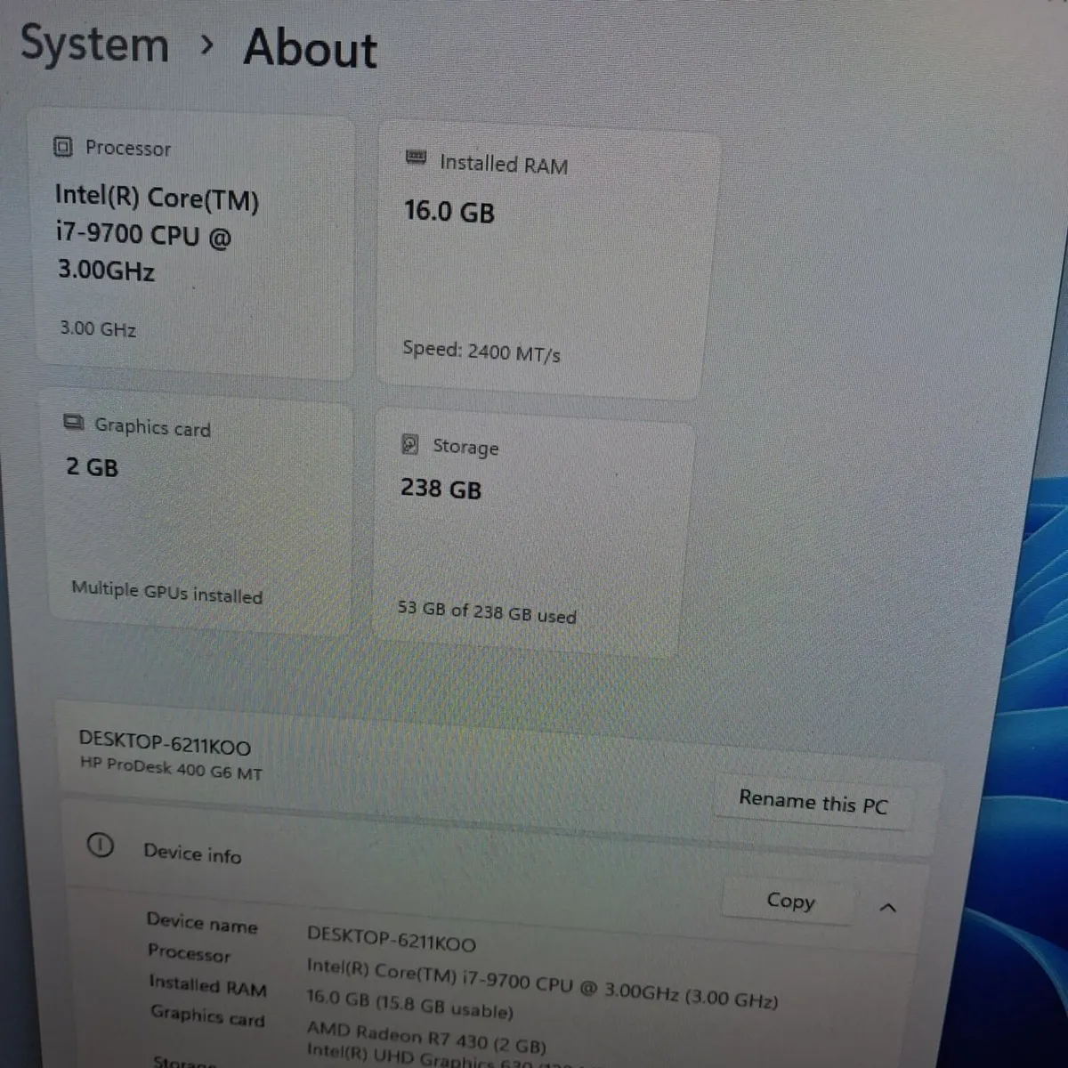 HP ProDesk 400 G6 MT | Intel Core i7-9700 | 16GB - Image 4