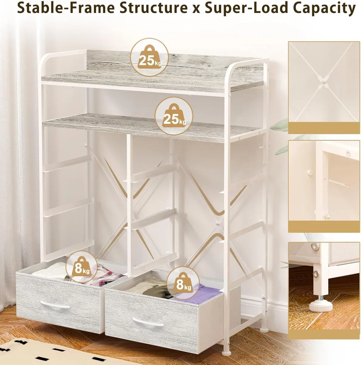 Bedroom Chest of Drawers 8 Fabric Storage Cabinet - Image 3