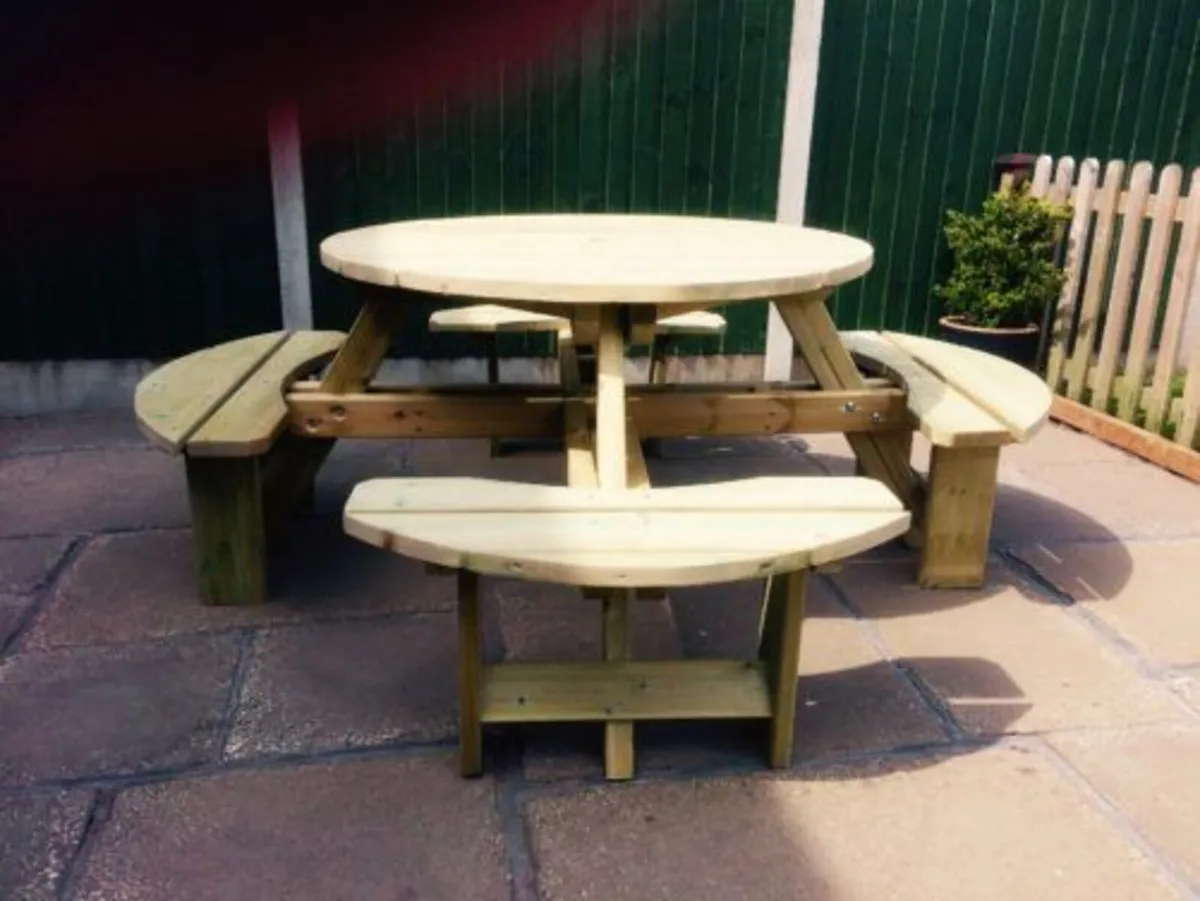 Octagon Picnic Table with Bact Rest - Image 3