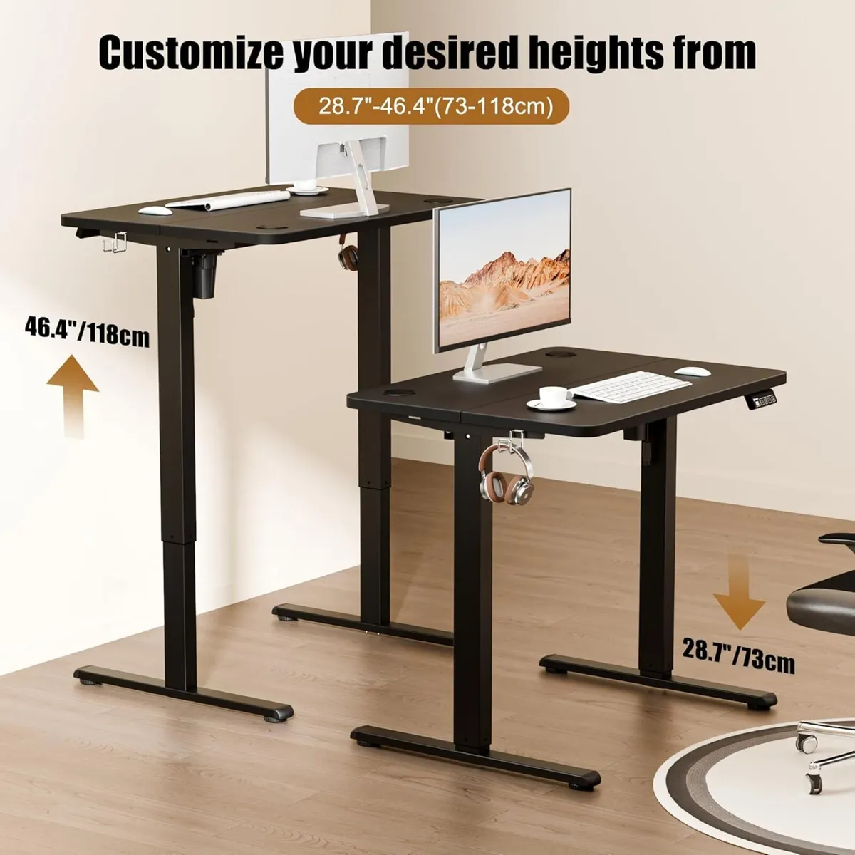 Electric Height Adjustable Standing Desk 80x60cm - Image 3