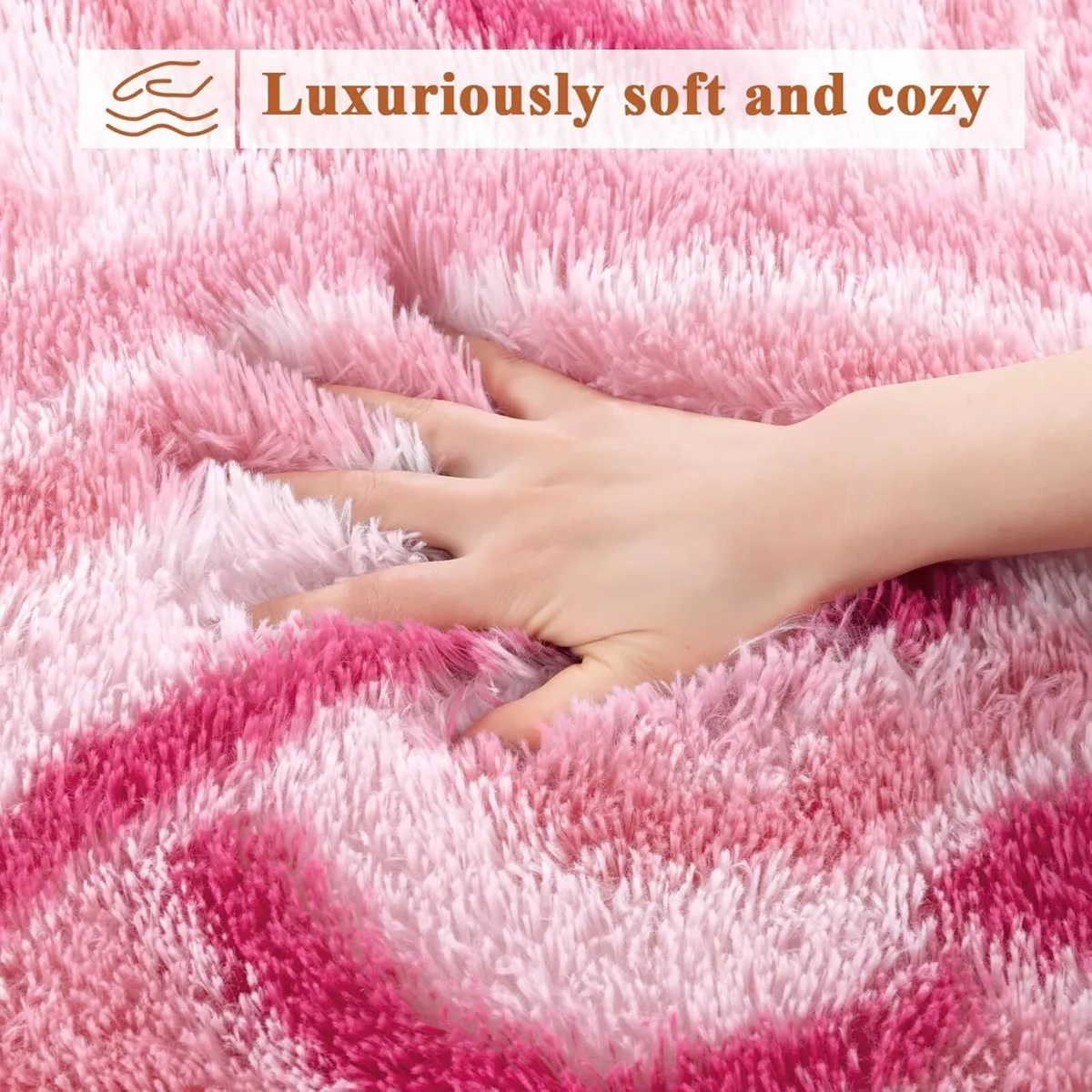 Large Rugs Living Room Pink Rainbow Design Fluffy - Image 3