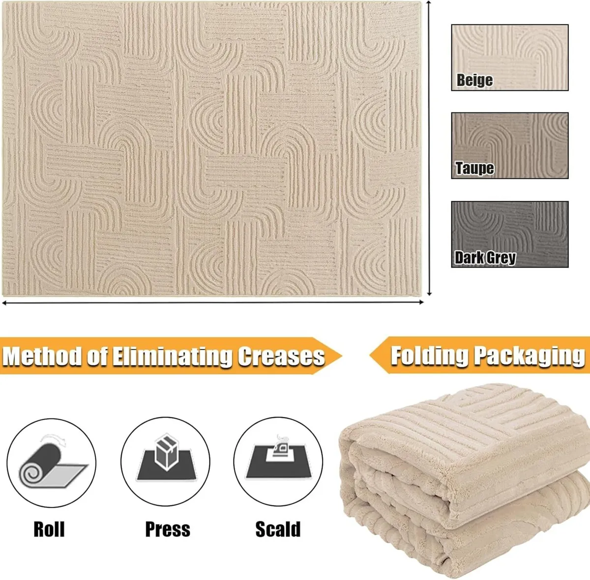 Living Room Rugs Large 140x200cm Beige for - Image 3