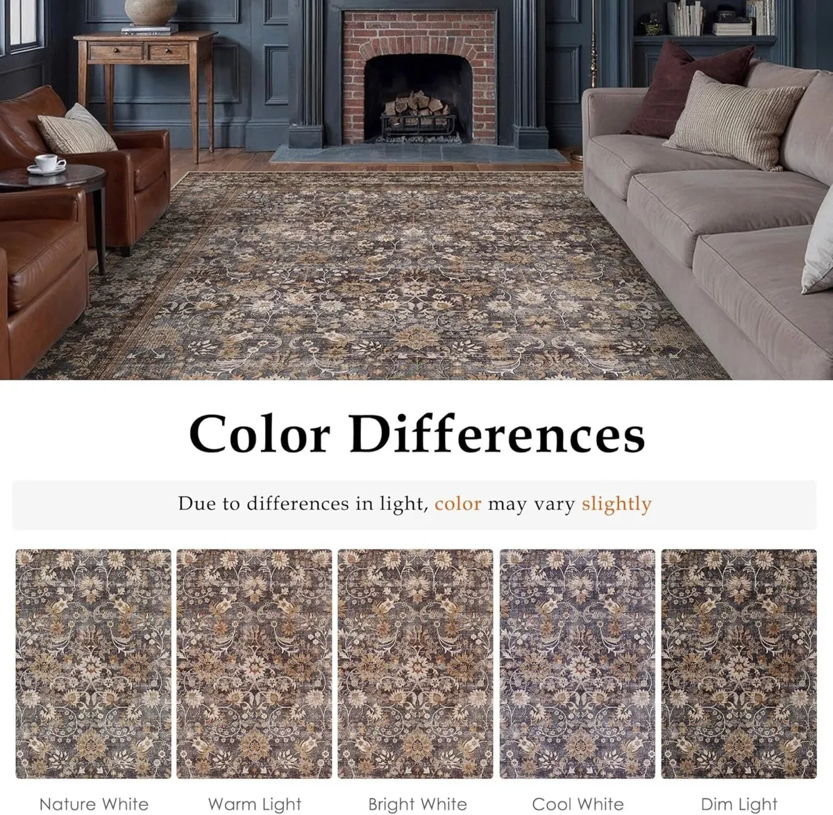 Living Room Rug 180x270 cm Washable Area Rugs for - Image 2