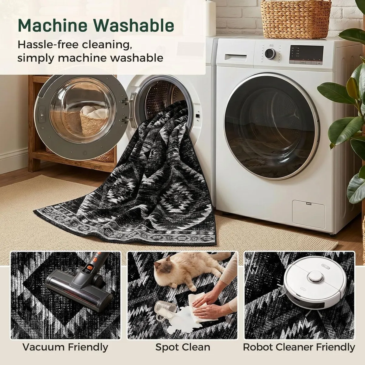 Machine Washable Large Rugs Living Room 180x270 - Image 3