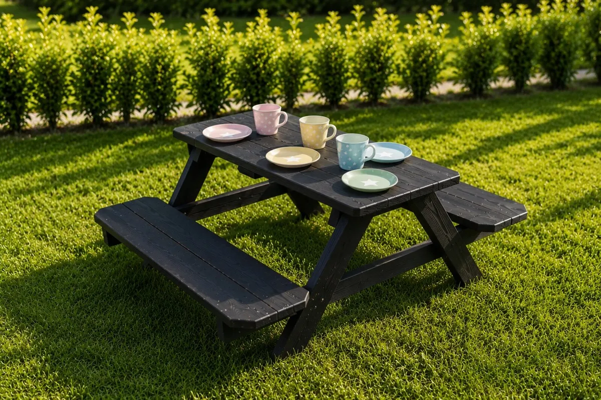 Handmade Child’s Picnic Bench, Solid Timber - Image 4