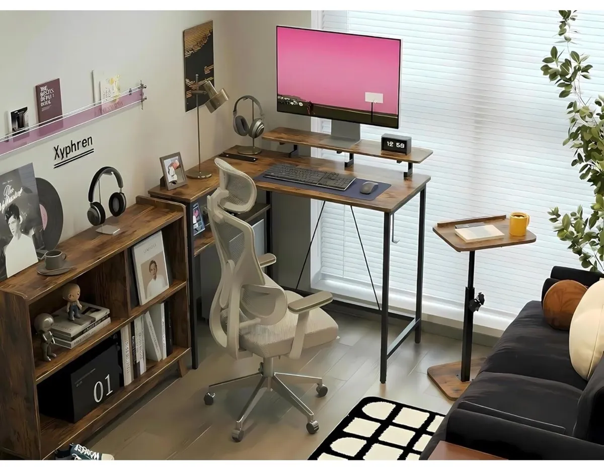 L Shaped Gaming Desk with RGB LED Lights & Power O - Image 2