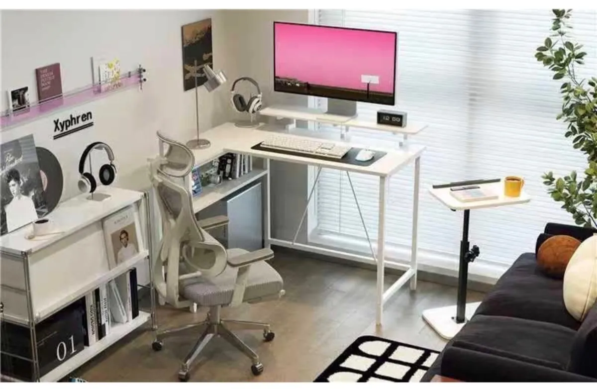 Desk with Pegboard & Power Outlet & LED Light, Sma - Image 1