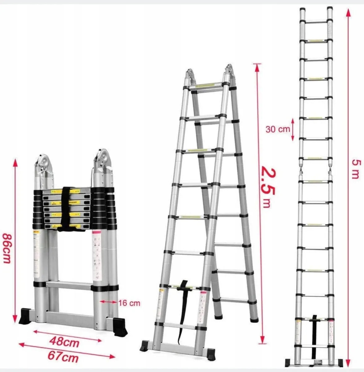 ladder 5 m aluminum up to 150 kg - Image 1
