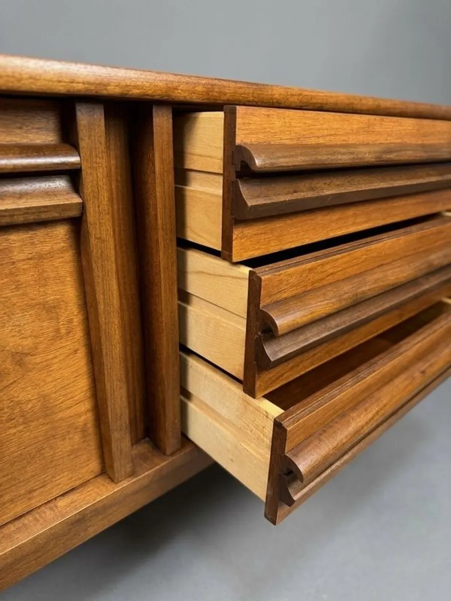 Large Mid Century Modern Asymmetrical Teak Credenza or Media Console - Image 2
