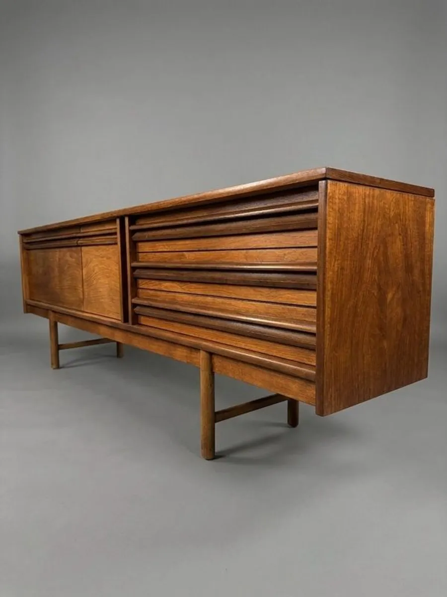 Large Mid Century Modern Asymmetrical Teak Credenza or Media Console - Image 3