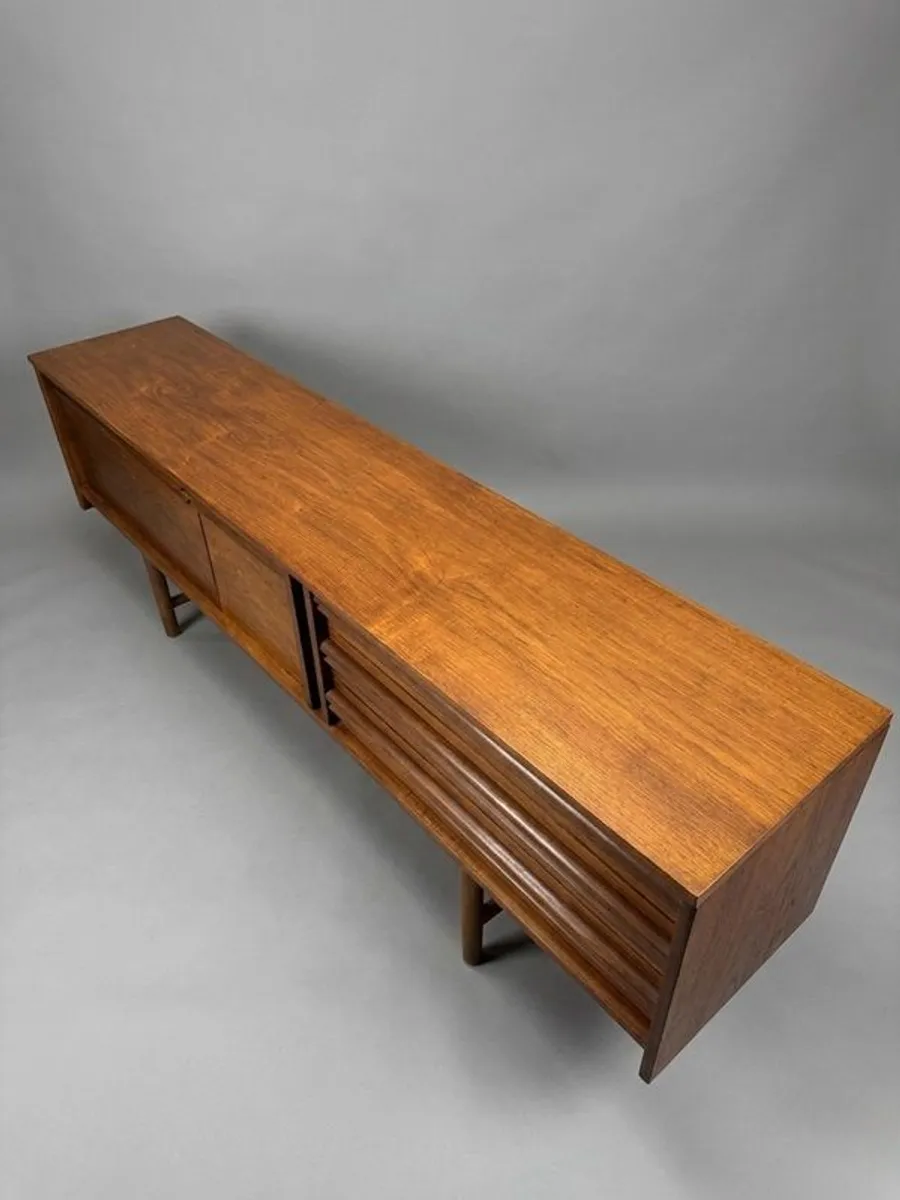 Large Mid Century Modern Asymmetrical Teak Credenza or Media Console - Image 4