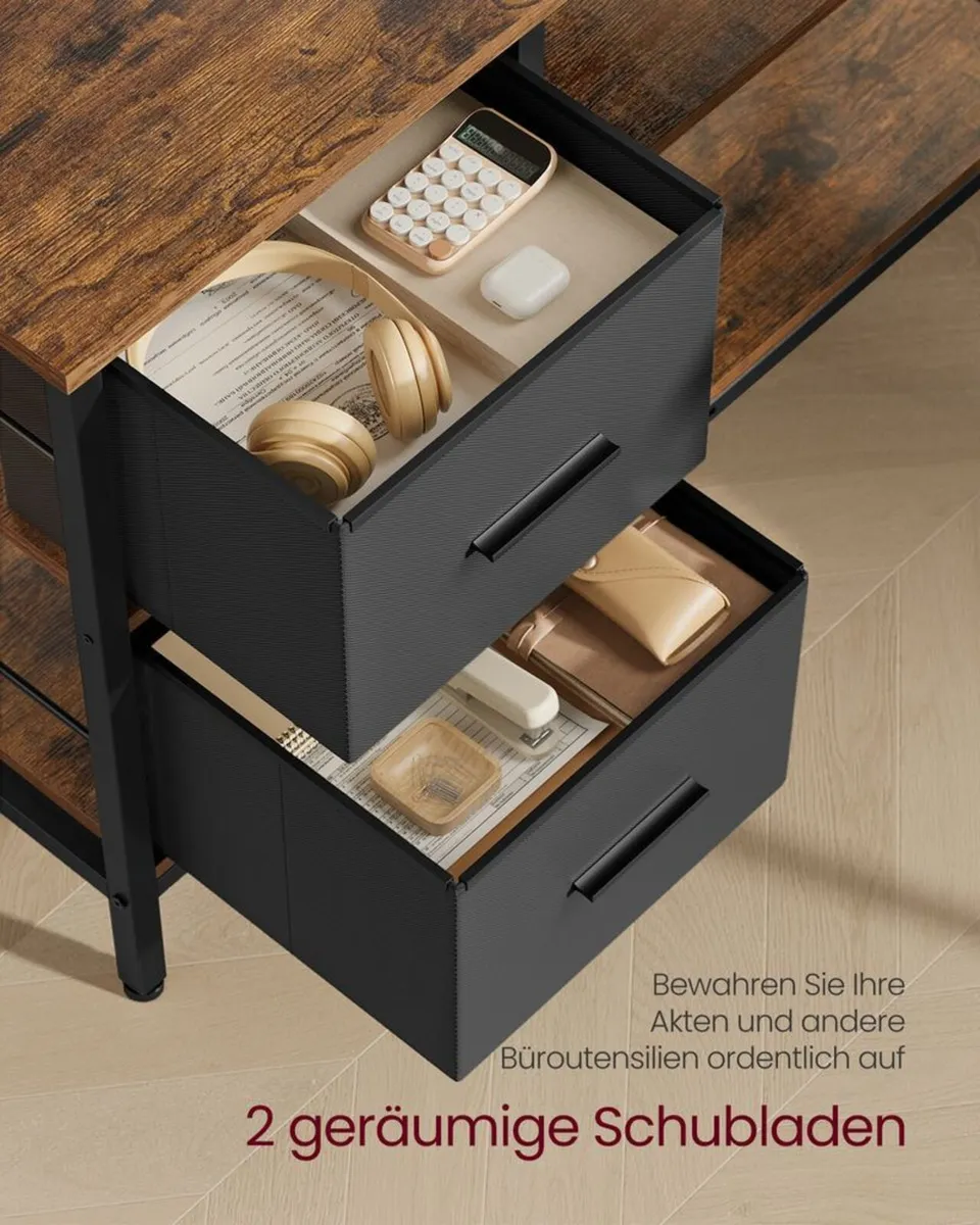 L-Shaped Corner Desk with Storage Drawers - Image 4
