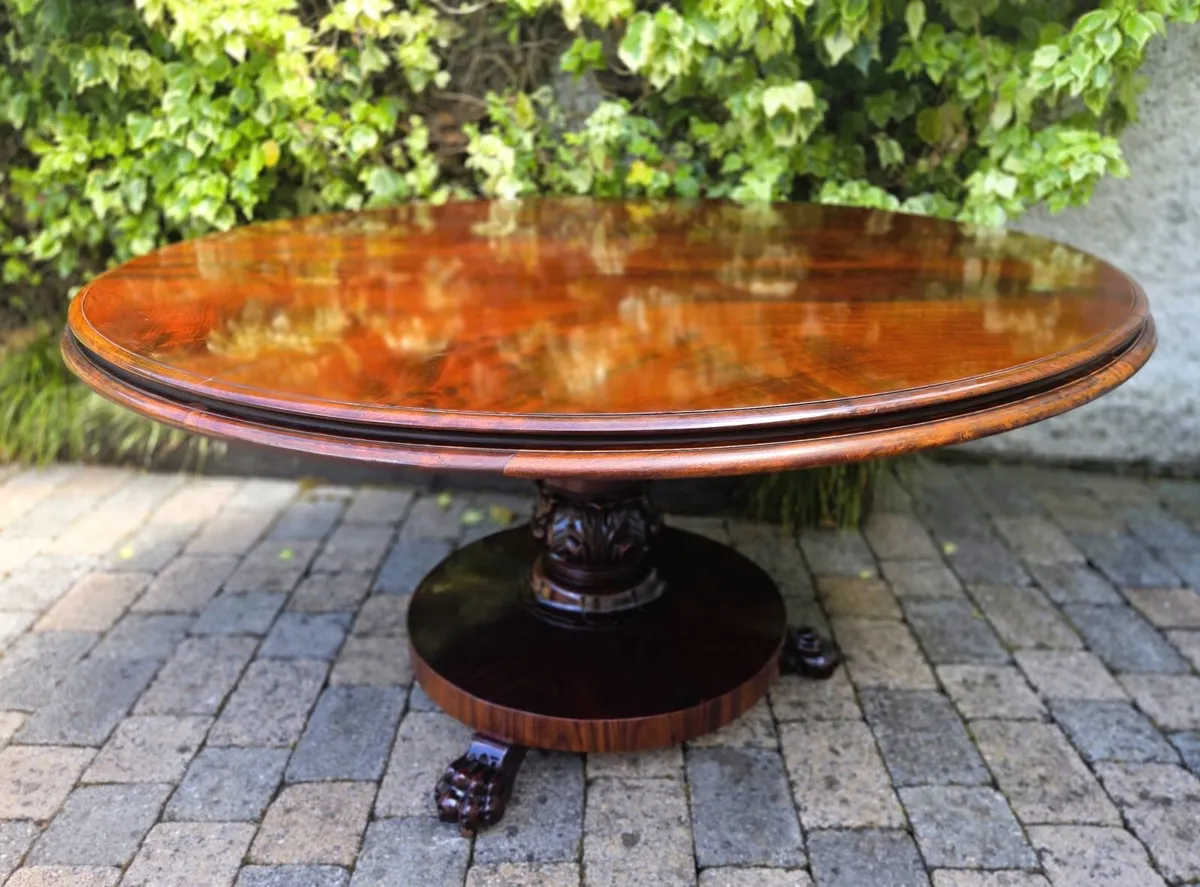 Large Victorian Irish Round Table- Circa 1870s - Image 1