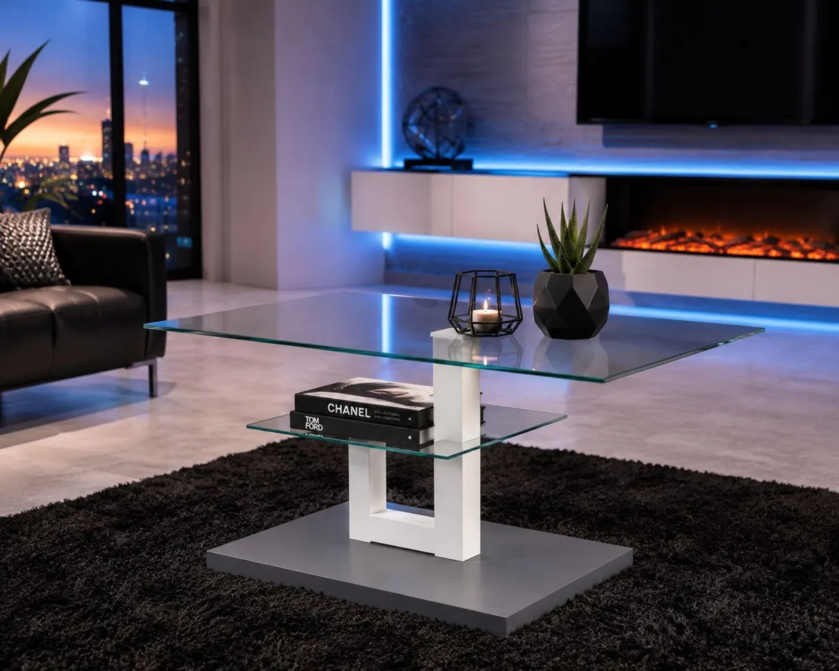 Rectangular Glass Coffee Table Modern - Image 1