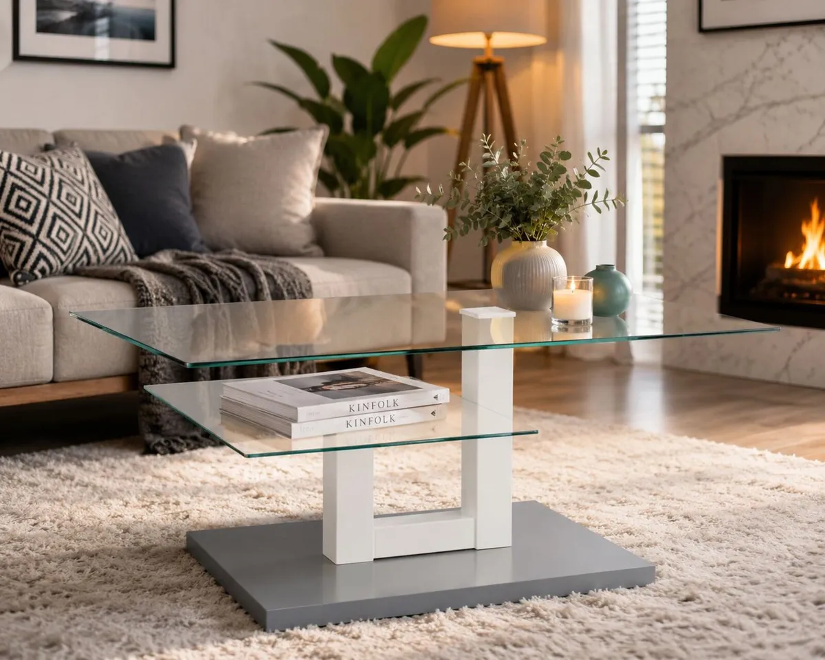 Rectangular Glass Coffee Table Modern - Image 2