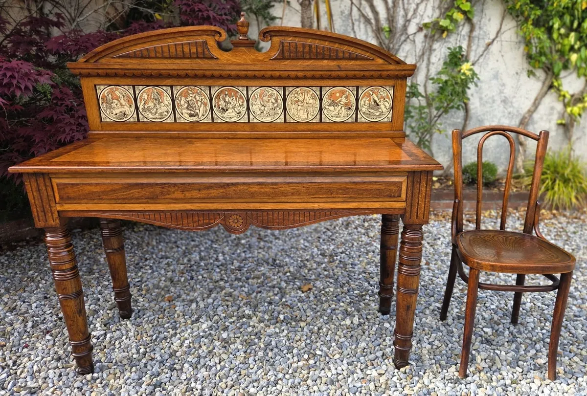 Antique Oak Irish Side Table- Circa 1890s - Image 3