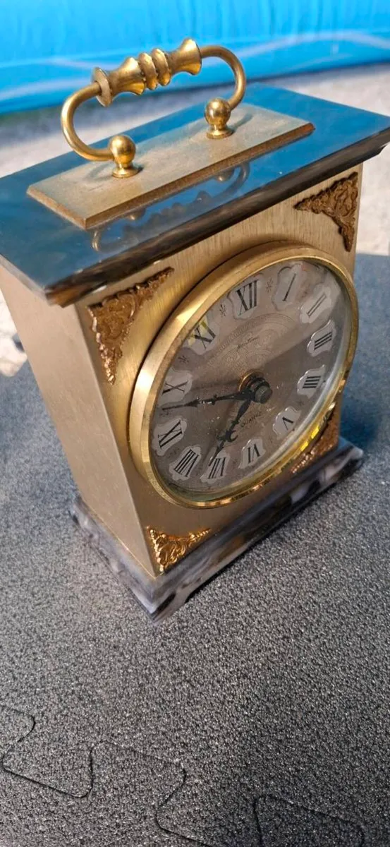 Vintage Bentima Brass Carriage Mantel Clock - Image 3