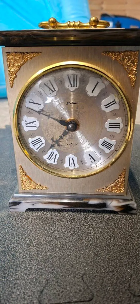 Vintage Bentima Brass Carriage Mantel Clock - Image 2