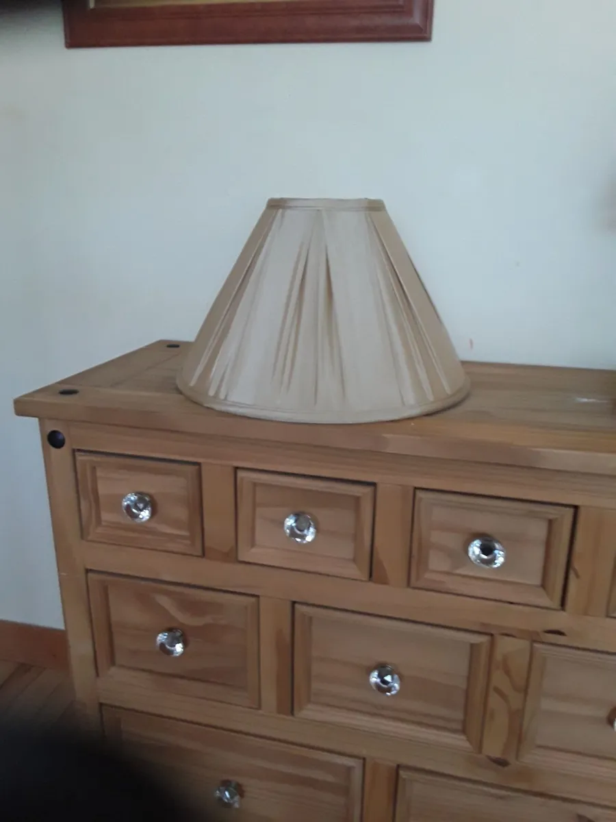 Brand new tanned colored satin pendant shade - Image 1