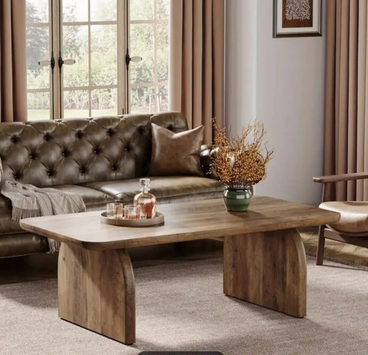 Coffee Table Mid-Century Style Sleek Oak Look - Image 2