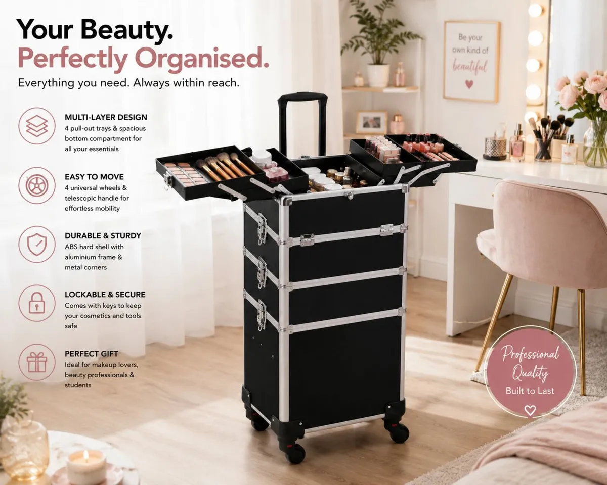 Professional Rolling Makeup & Beauty Case on Wheel - Image 1