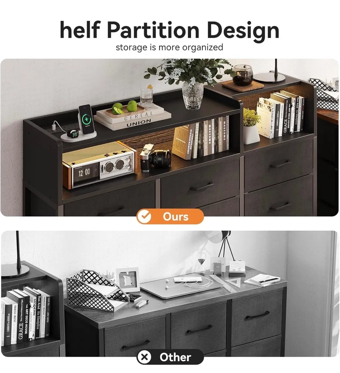Black Chest of Drawers Bedroom, Dresser Cabinet wi - Image 3