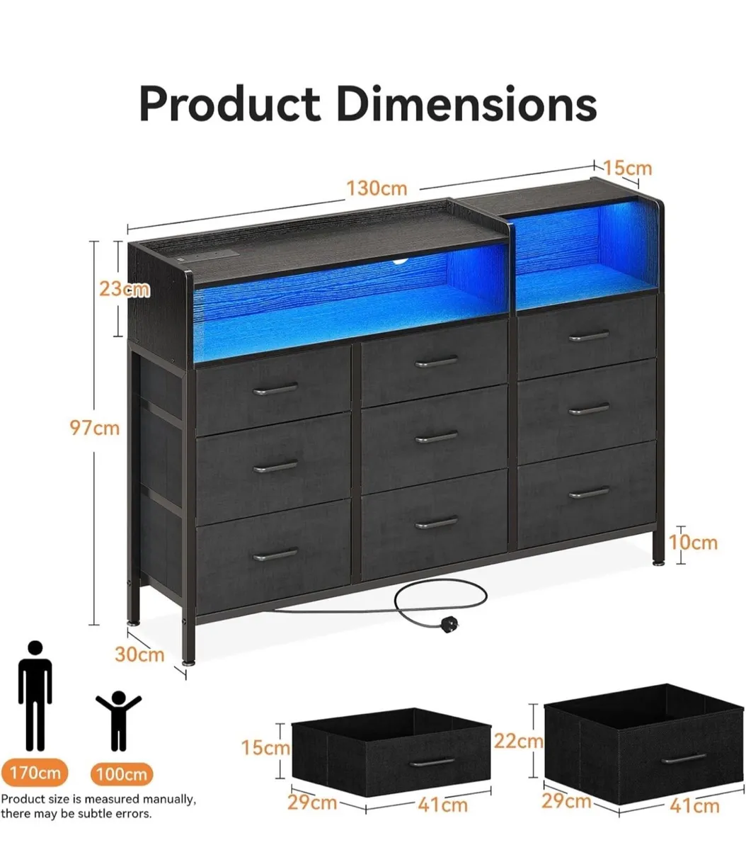 Black Chest of Drawers Bedroom, Dresser Cabinet wi - Image 3