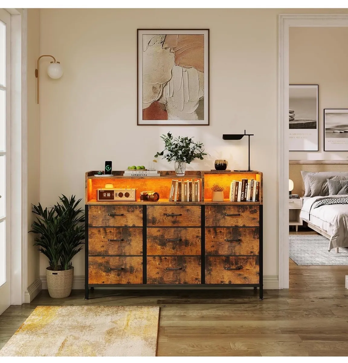 Chest of Drawers Bedroom, Dresser Cabinet with 2 S - Image 1