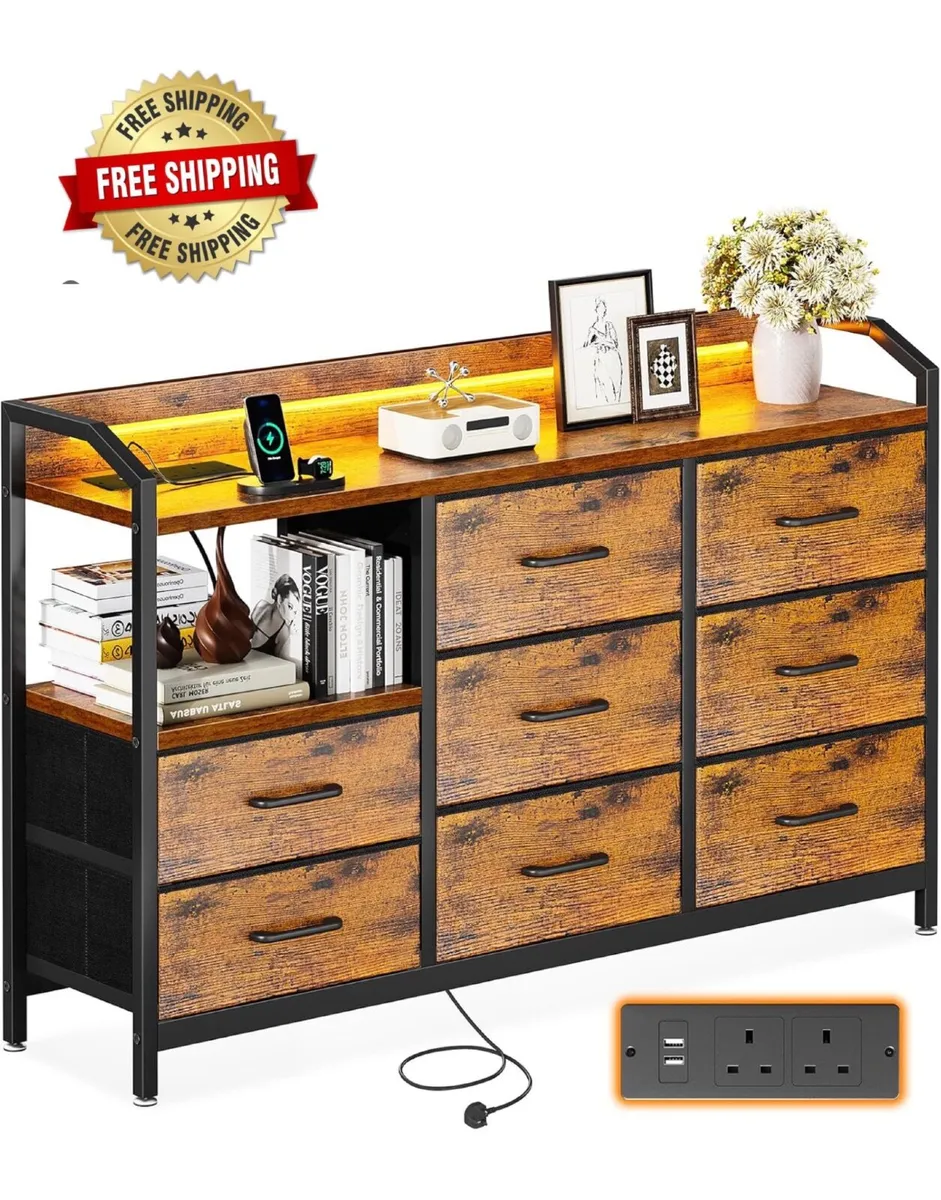 Chest of Drawers Bedroom, with LED Light trip with - Image 1