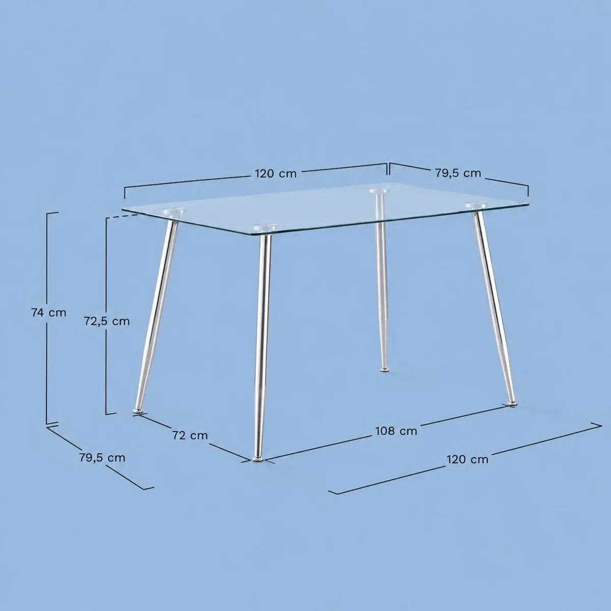 Glass Steel Dining Table - Image 2