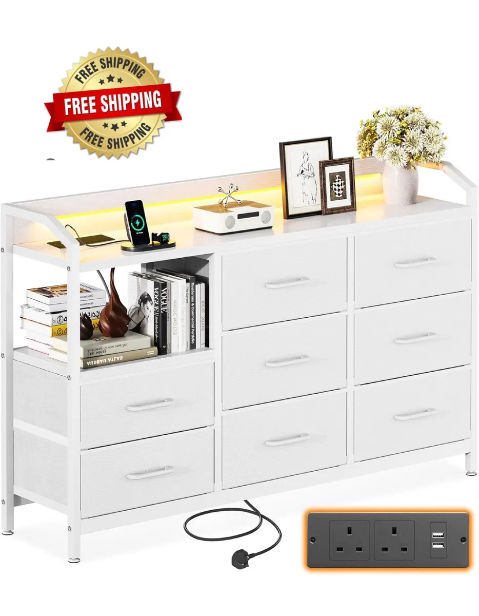 Chest of Drawers Bedroom, with LED Light trip with - Image 1
