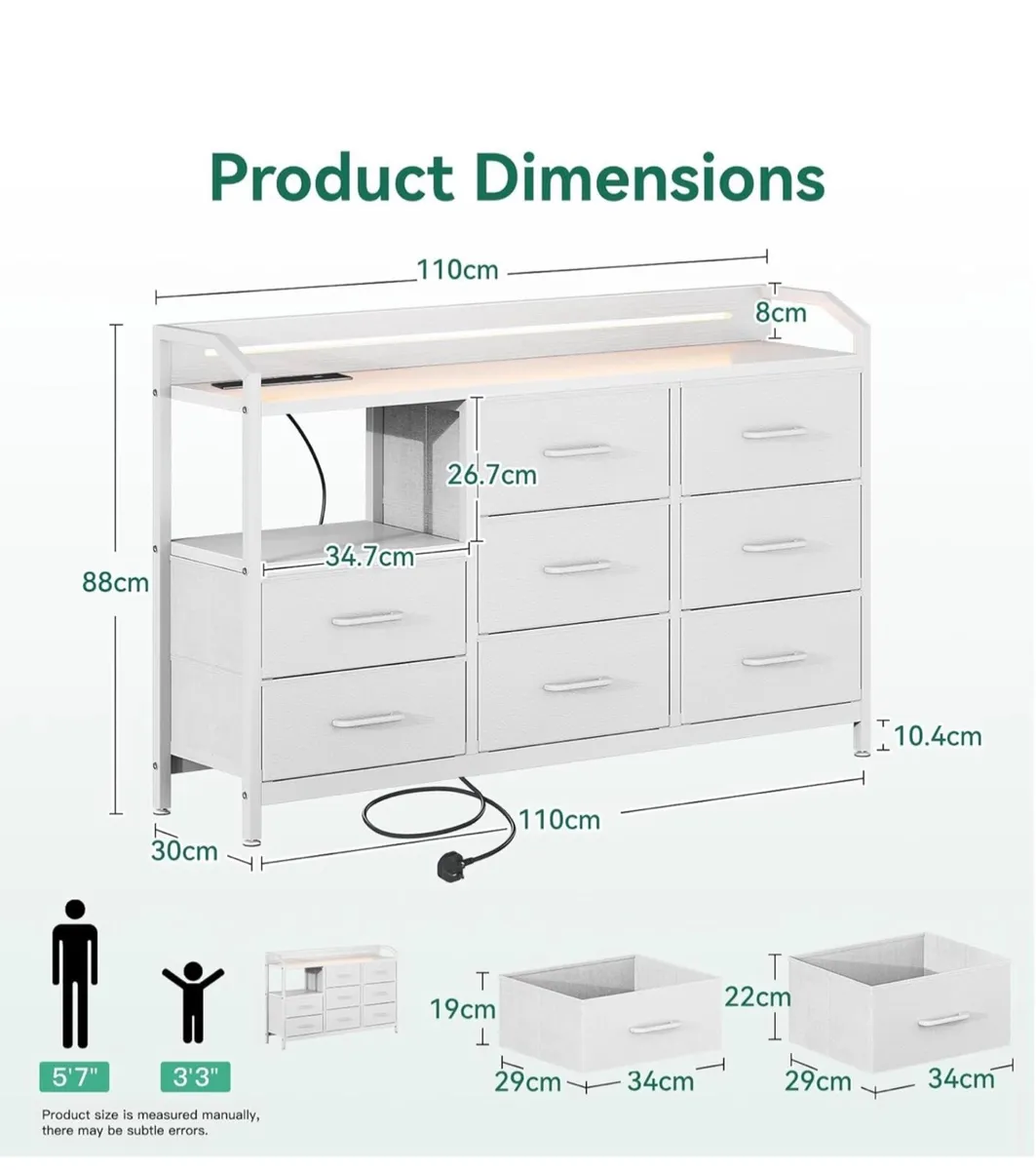 Chest of Drawers Bedroom, with LED Light trip with - Image 3