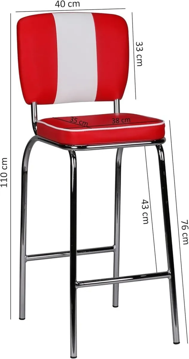 Set of 2 Retro American Diner Bar Stools - Image 3