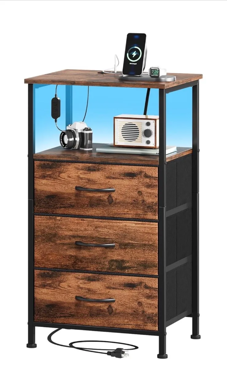 Set of 2- 3 Drawers Chest of Drawers for Bedroom - Image 2