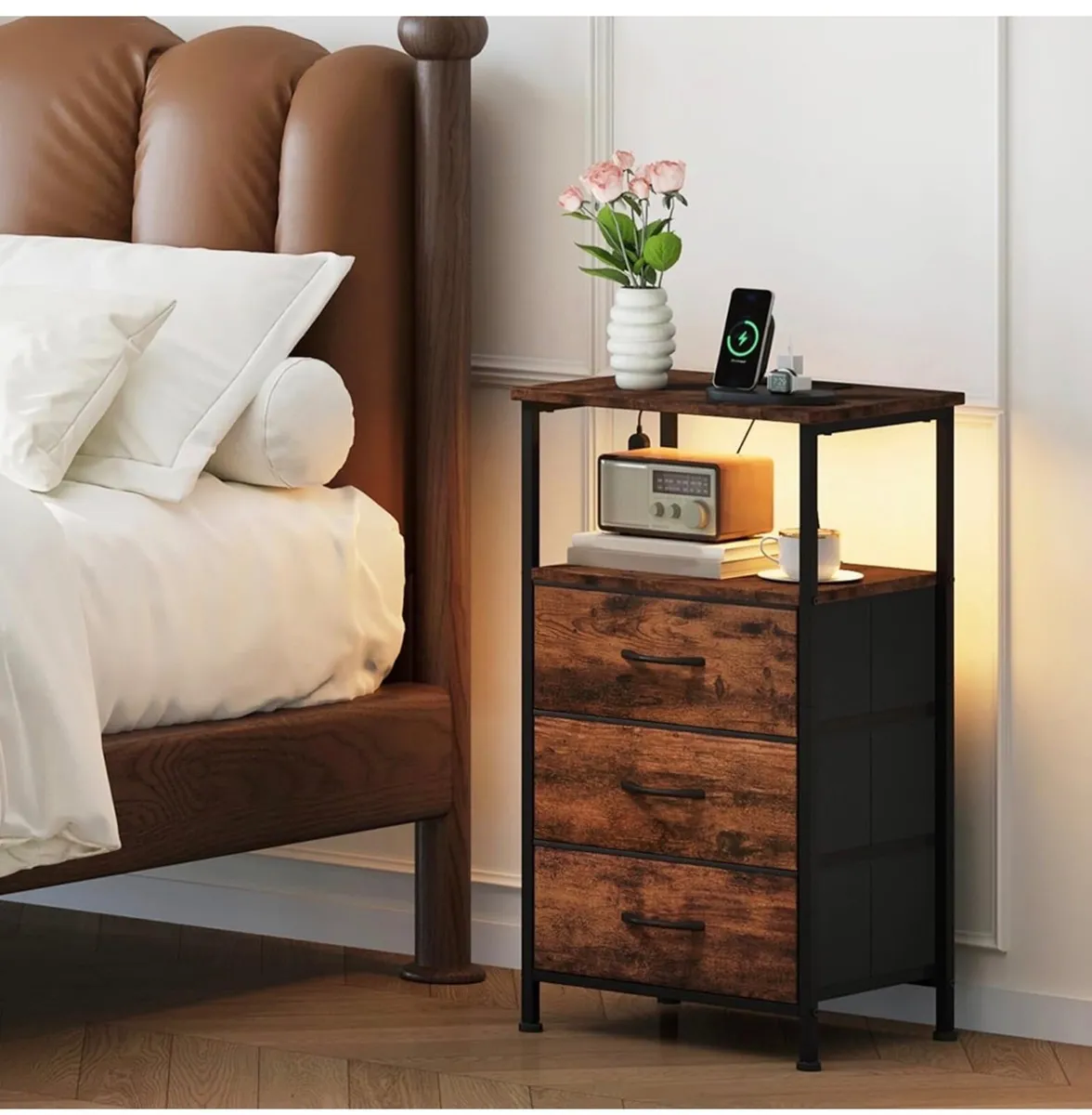 Set of 2- 3 Drawers Chest of Drawers for Bedroom - Image 3