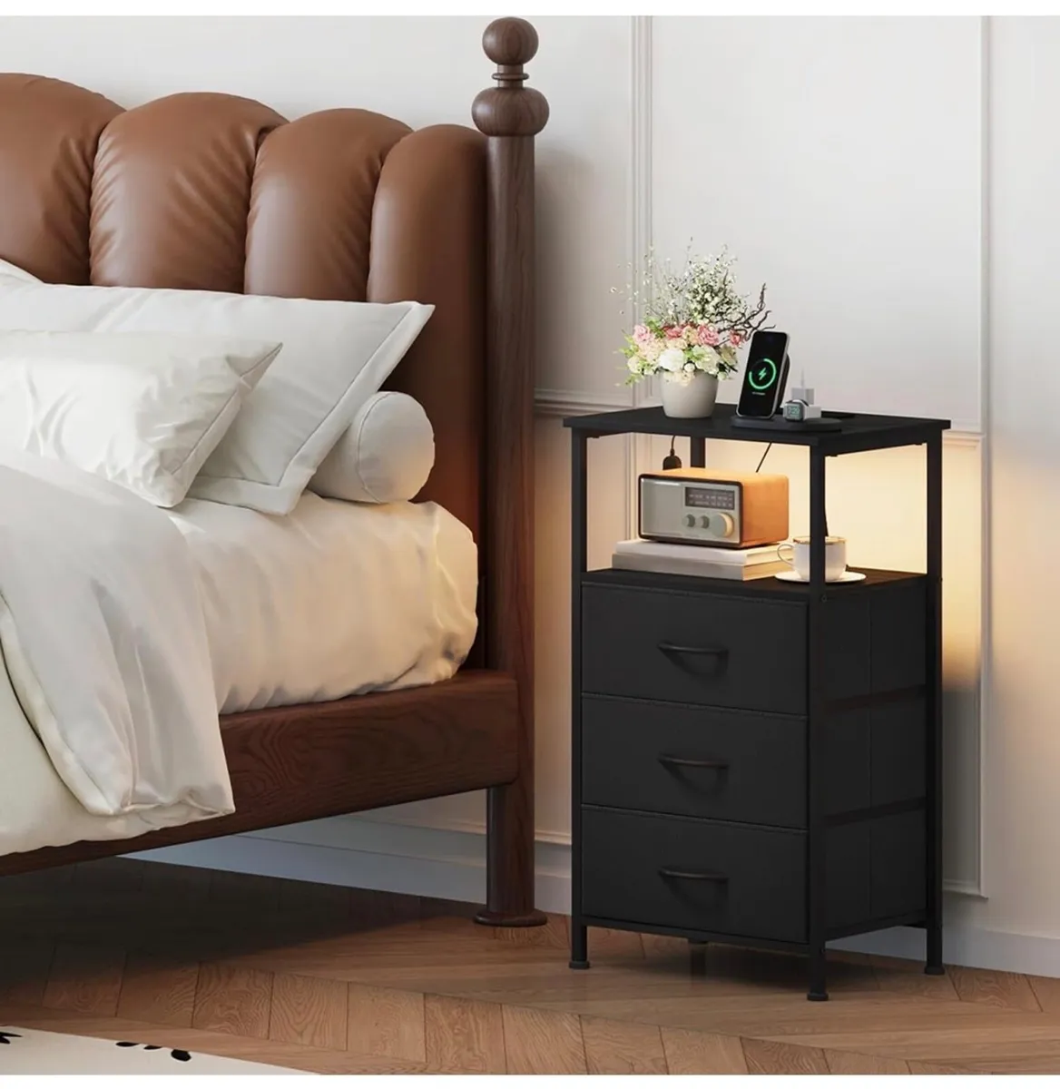 Set of 2- 3 Drawers Chest of Drawers for Bedroom - Image 4