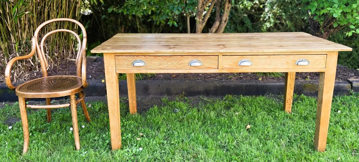 Antique Pine Work Table- Circa 1920 - Image 1