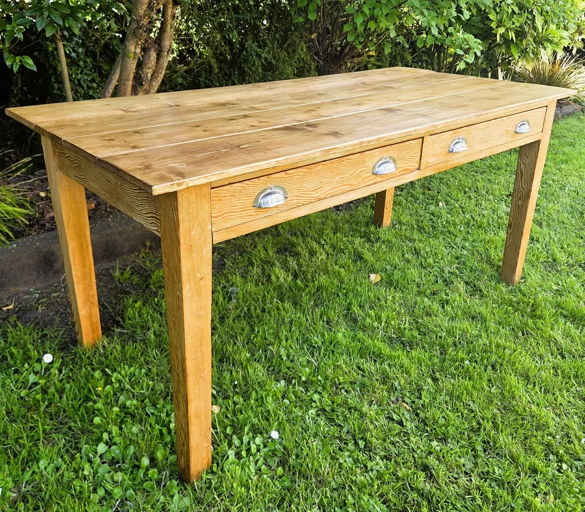 Antique Pine Work Table- Circa 1920 - Image 3