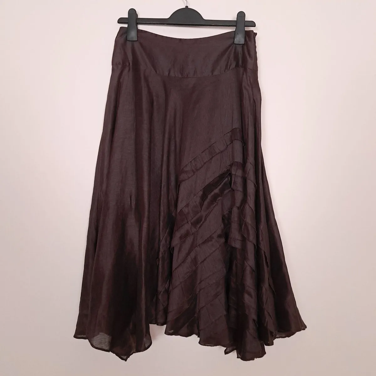 Monsoon Brown Tiered Ruffle Midi Skirt 10UK/38EU - Image 3
