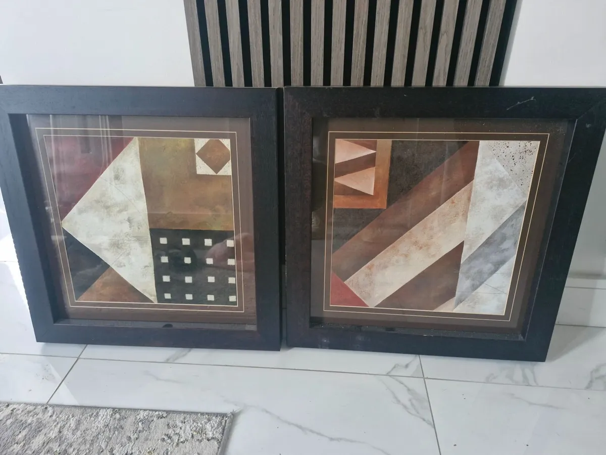 Black wood framed wall pictures x2 - Image 1