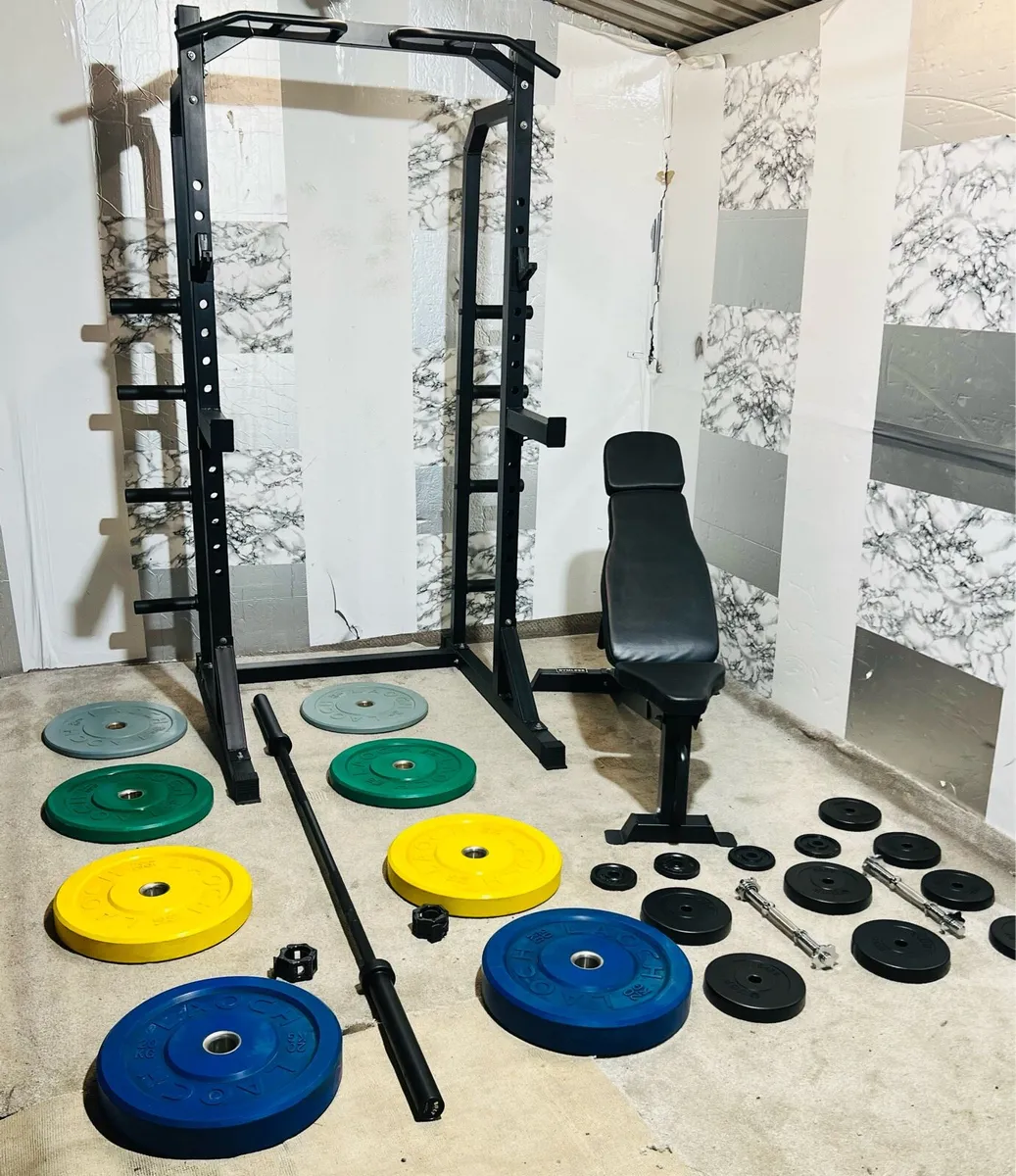 COMMERCIAL HALF RACK BENCH OLYMPIC WEIGHTS BAR ++ - Image 3