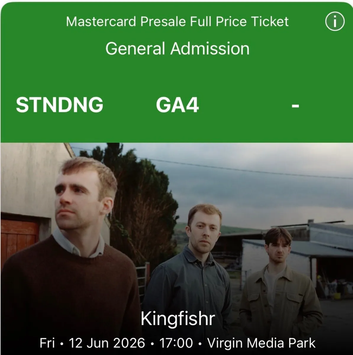 Kingfisher Cork concert ticket