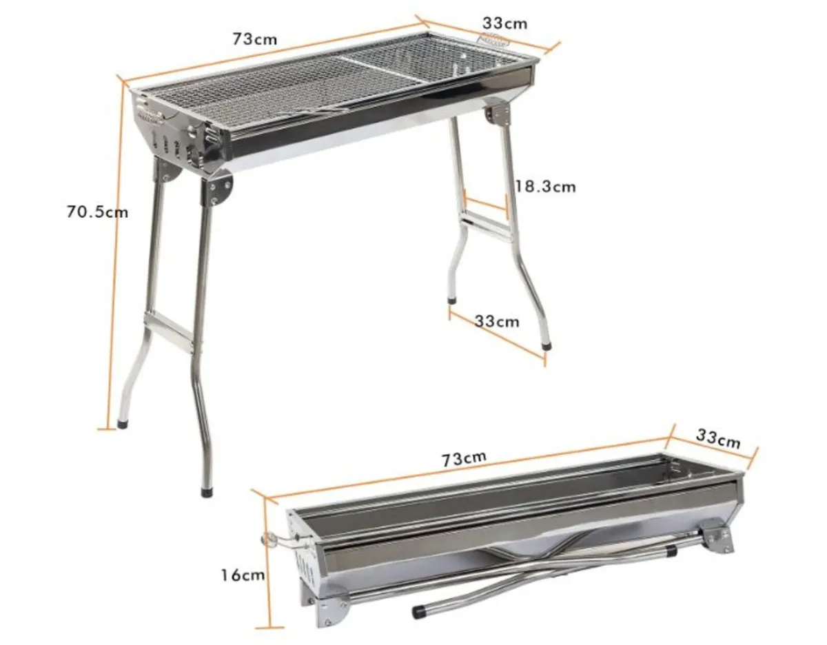 BBQ Foldable Charcoal Grill Stainless Steel - Image 1