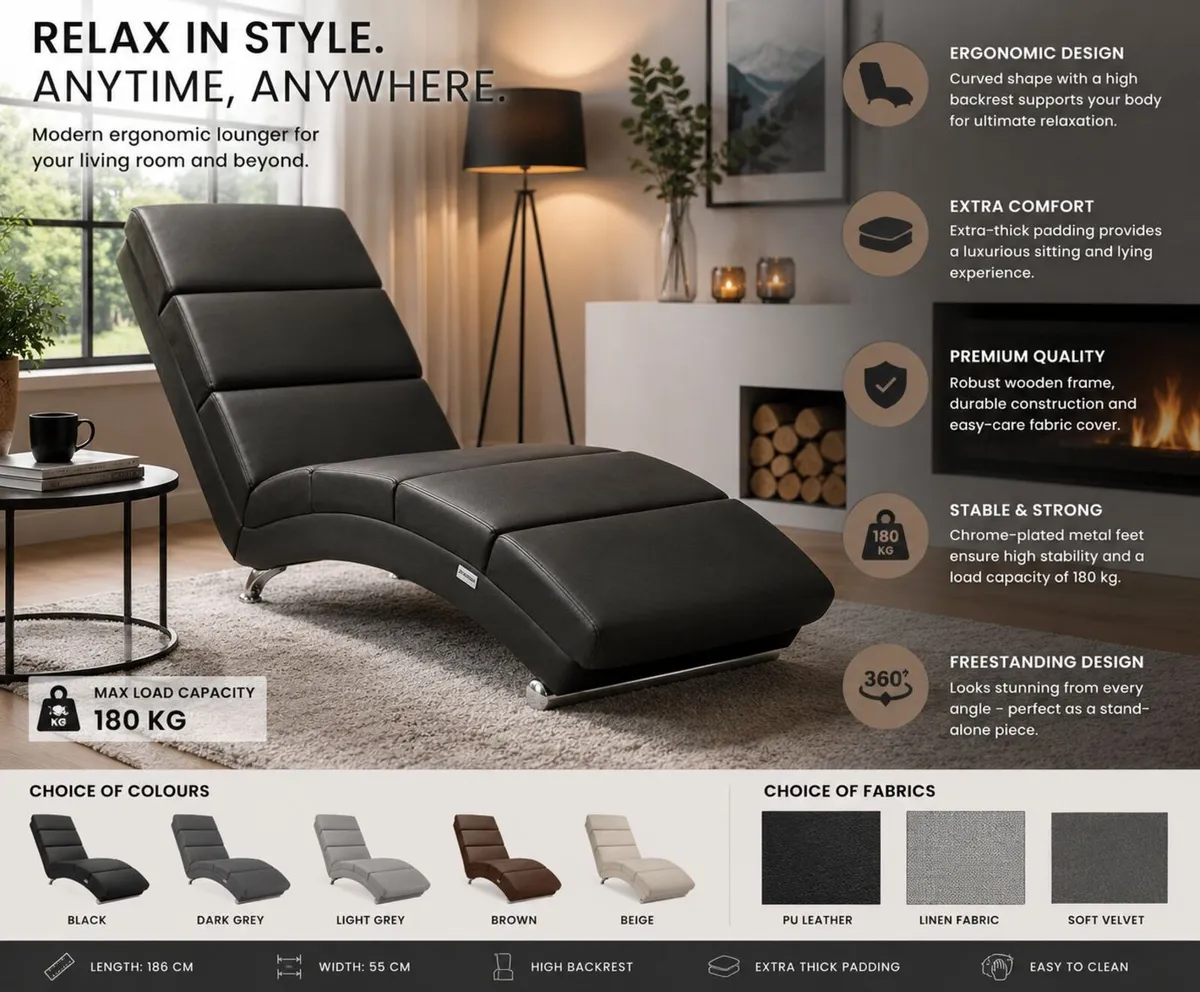 Heated Lounger with Massage Modes and Timer - Image 1